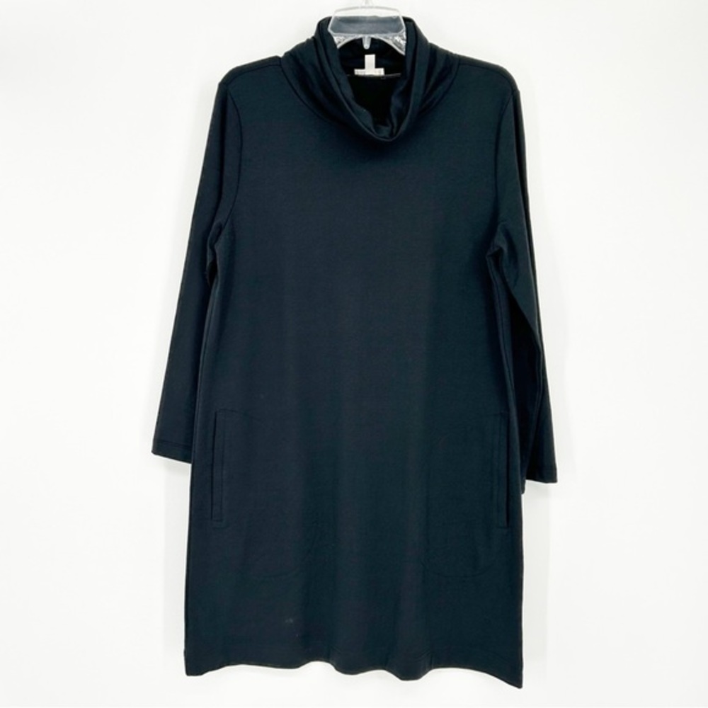 Garnet Hill Black Cowl Neck Cotton and Tencel Blend Dress Size Medium